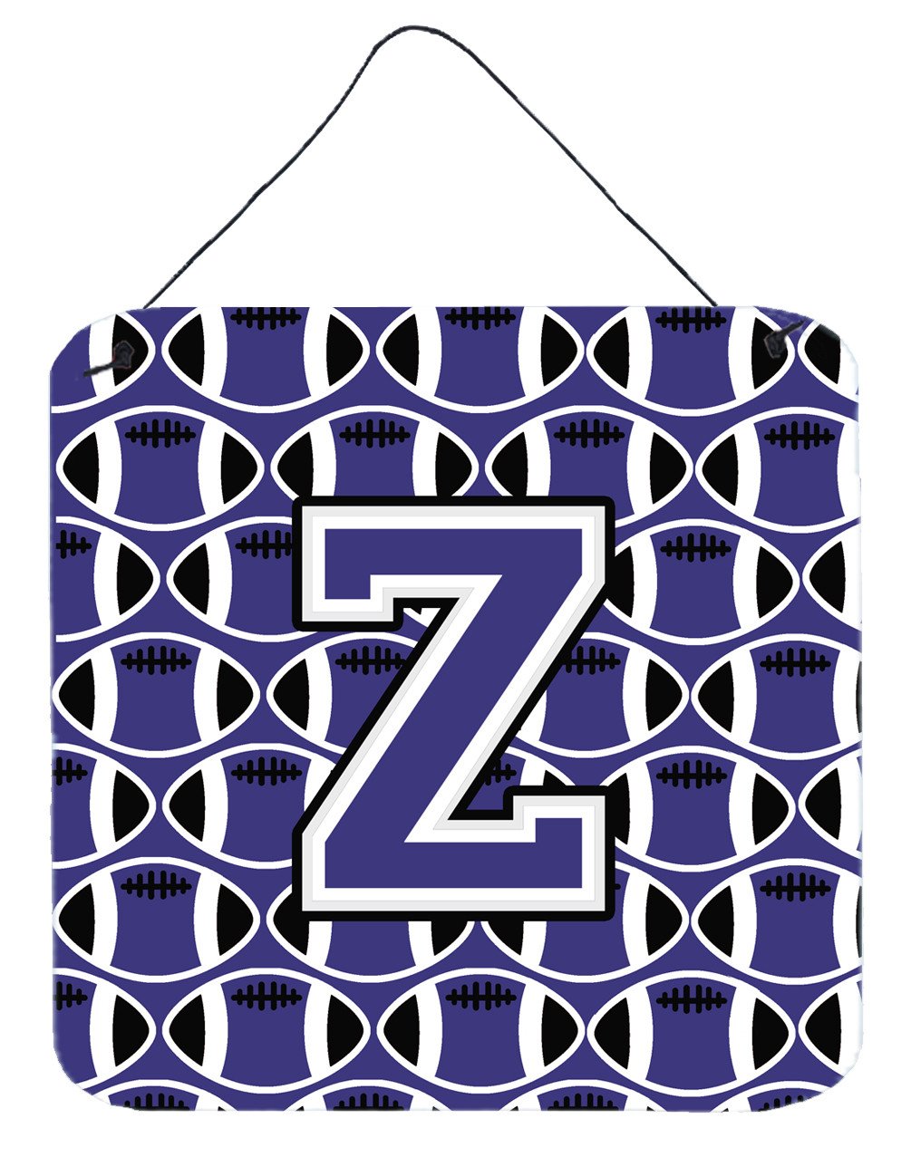Letter Z Football Purple and White Wall or Door Hanging Prints CJ1068-ZDS66 by Caroline&#39;s Treasures