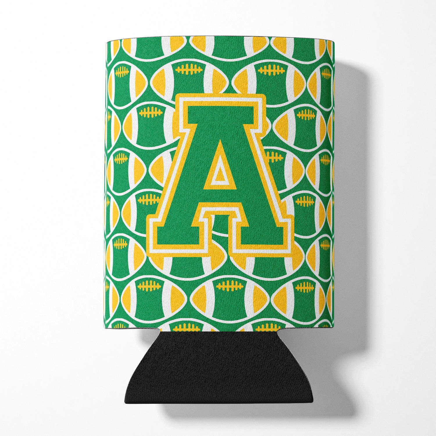 Letter A Football Green and Gold Can or Bottle Hugger CJ1069-ACC