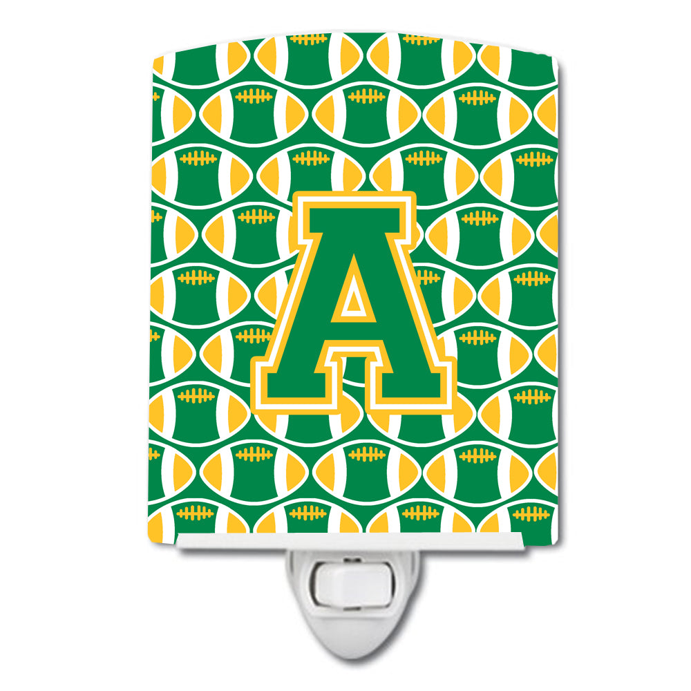 Letter A Football Green and Gold Ceramic Night Light CJ1069-ACNL - the-store.com