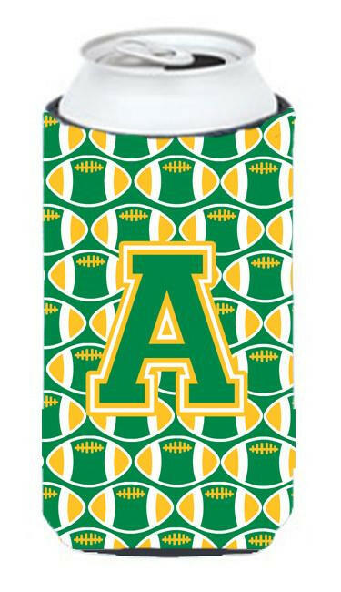 Letter A Football Green and Gold Tall Boy Beverage Insulator Hugger CJ1069-ATBC by Caroline&#39;s Treasures
