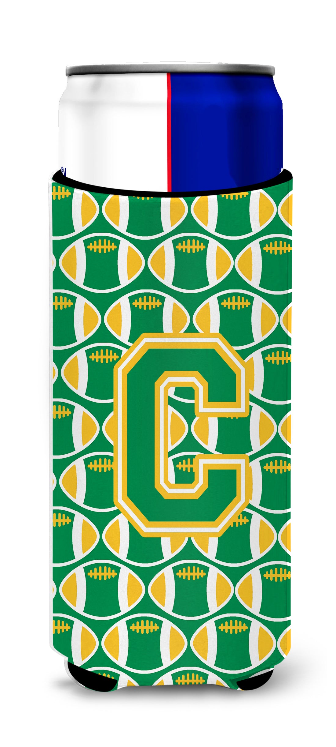 Letter C Football Green and Gold Ultra Beverage Insulators for slim cans CJ1069-CMUK