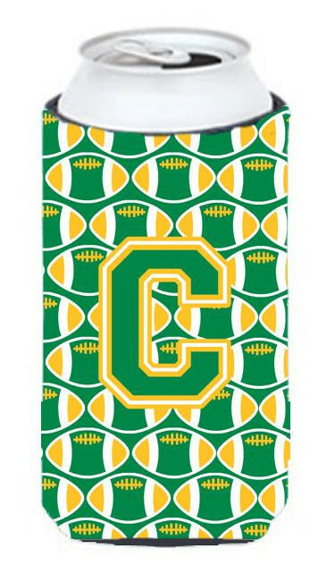 Letter C Football Green and Gold Tall Boy Beverage Insulator Hugger CJ1069-CTBC by Caroline's Treasures