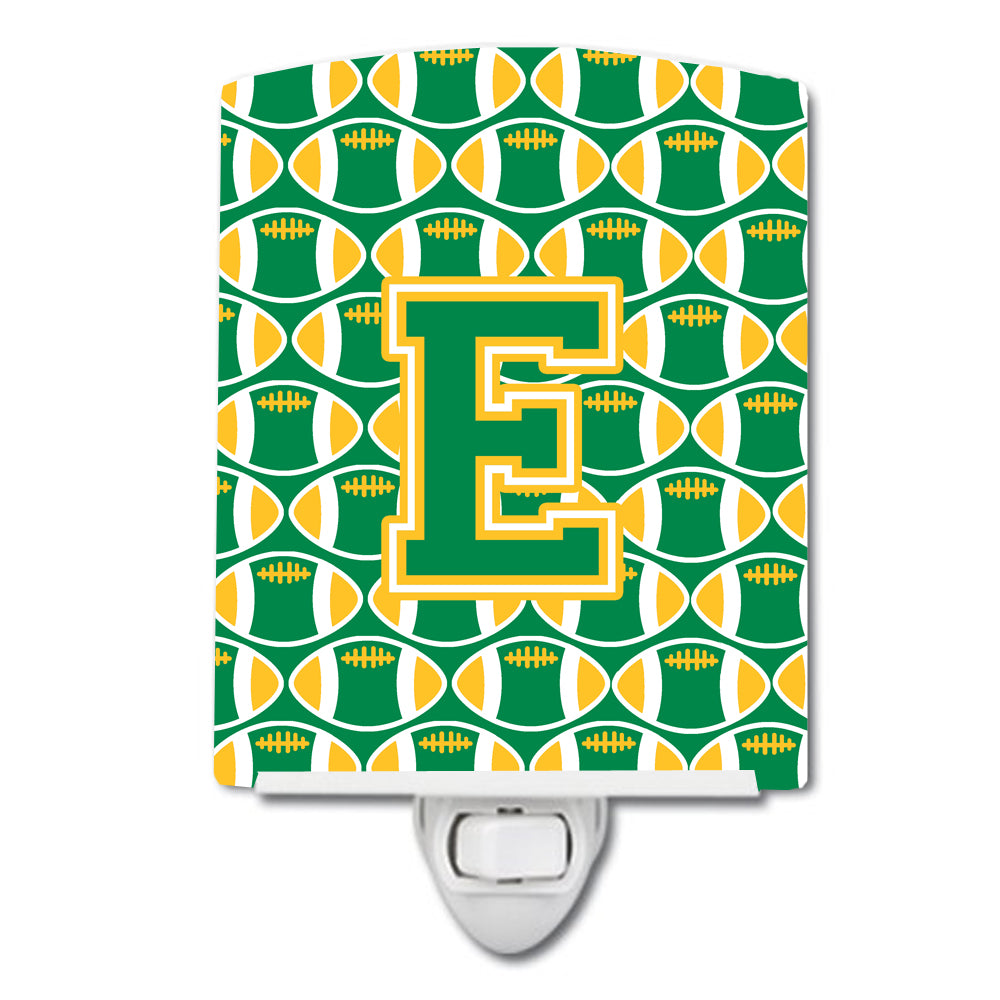 Letter E Football Green and Gold Ceramic Night Light CJ1069-ECNL - the-store.com