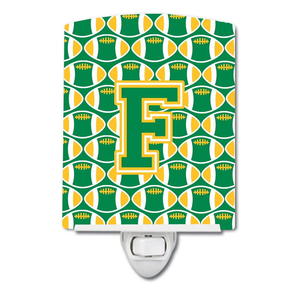 Letter F Football Green and Gold Ceramic Night Light CJ1069-FCNL - the-store.com