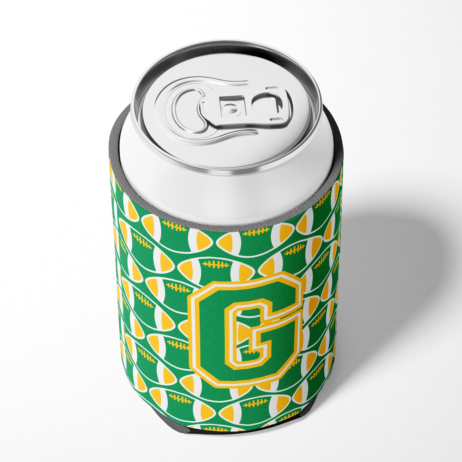 Letter G Football Green and Gold Can or Bottle Hugger CJ1069-GCC