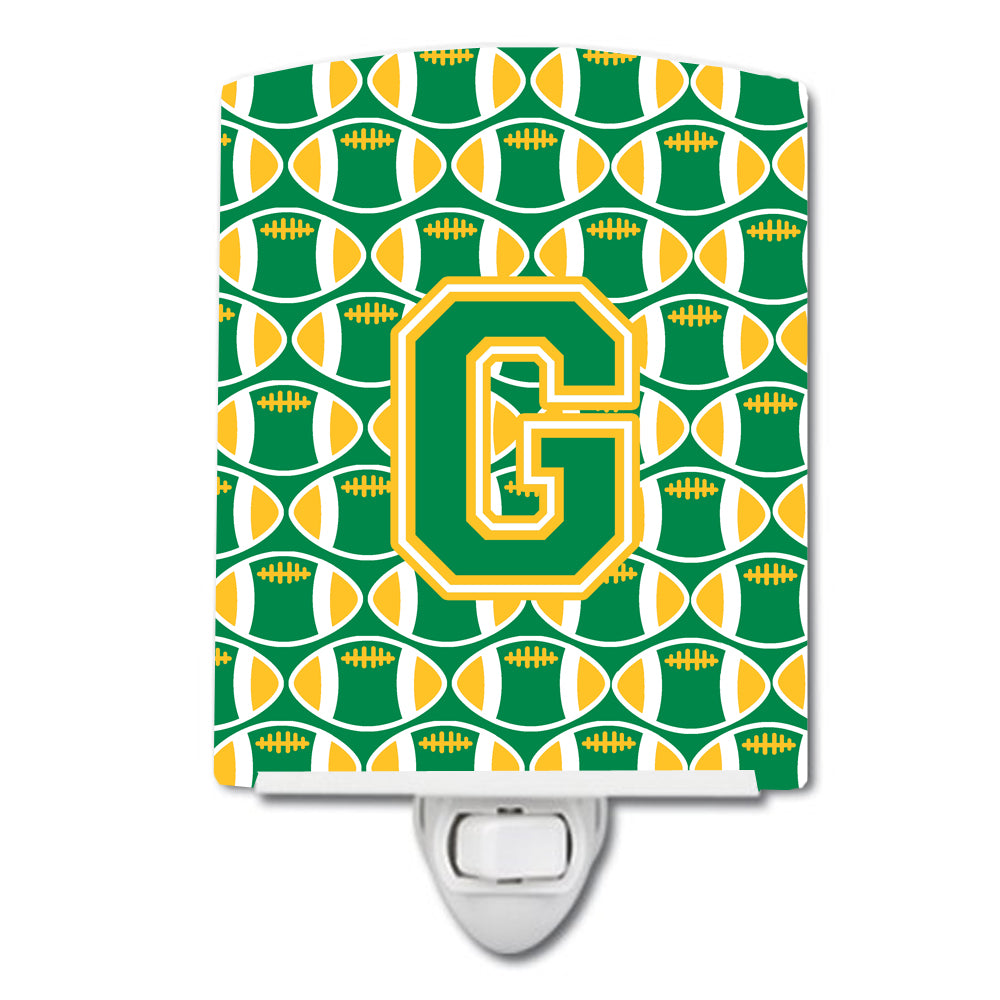 Letter G Football Green and Gold Ceramic Night Light CJ1069-GCNL - the-store.com
