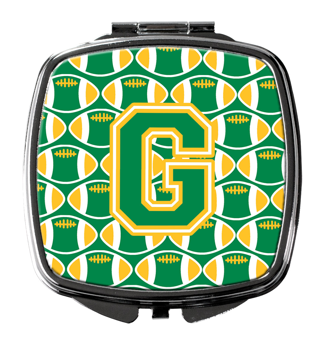 Letter G Football Green and Gold Compact Mirror CJ1069-GSCM