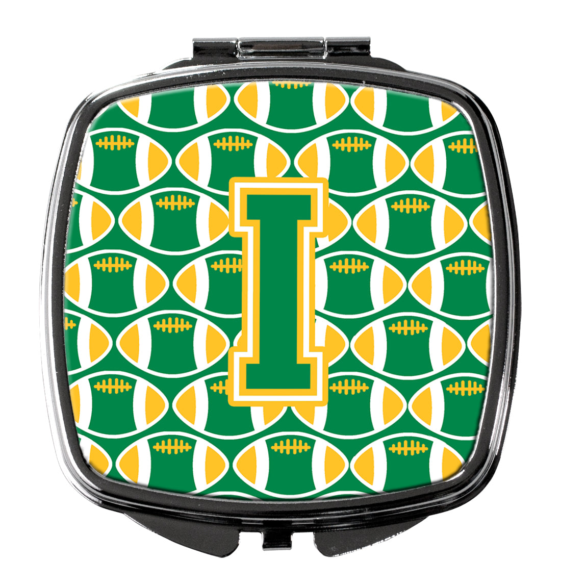 Letter I Football Green and Gold Compact Mirror CJ1069-ISCM
