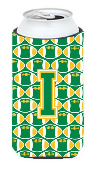Letter I Football Green and Gold Tall Boy Beverage Insulator Hugger CJ1069-ITBC by Caroline&#39;s Treasures
