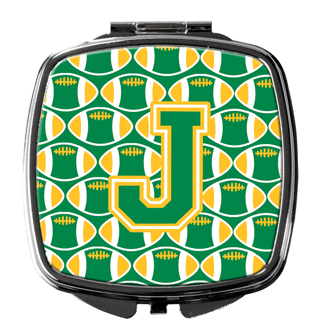 Letter J Football Green and Gold Compact Mirror CJ1069-JSCM  the-store.com.