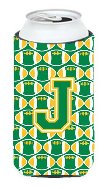 Letter J Football Green and Gold Tall Boy Beverage Insulator Hugger CJ1069-JTBC by Caroline's Treasures