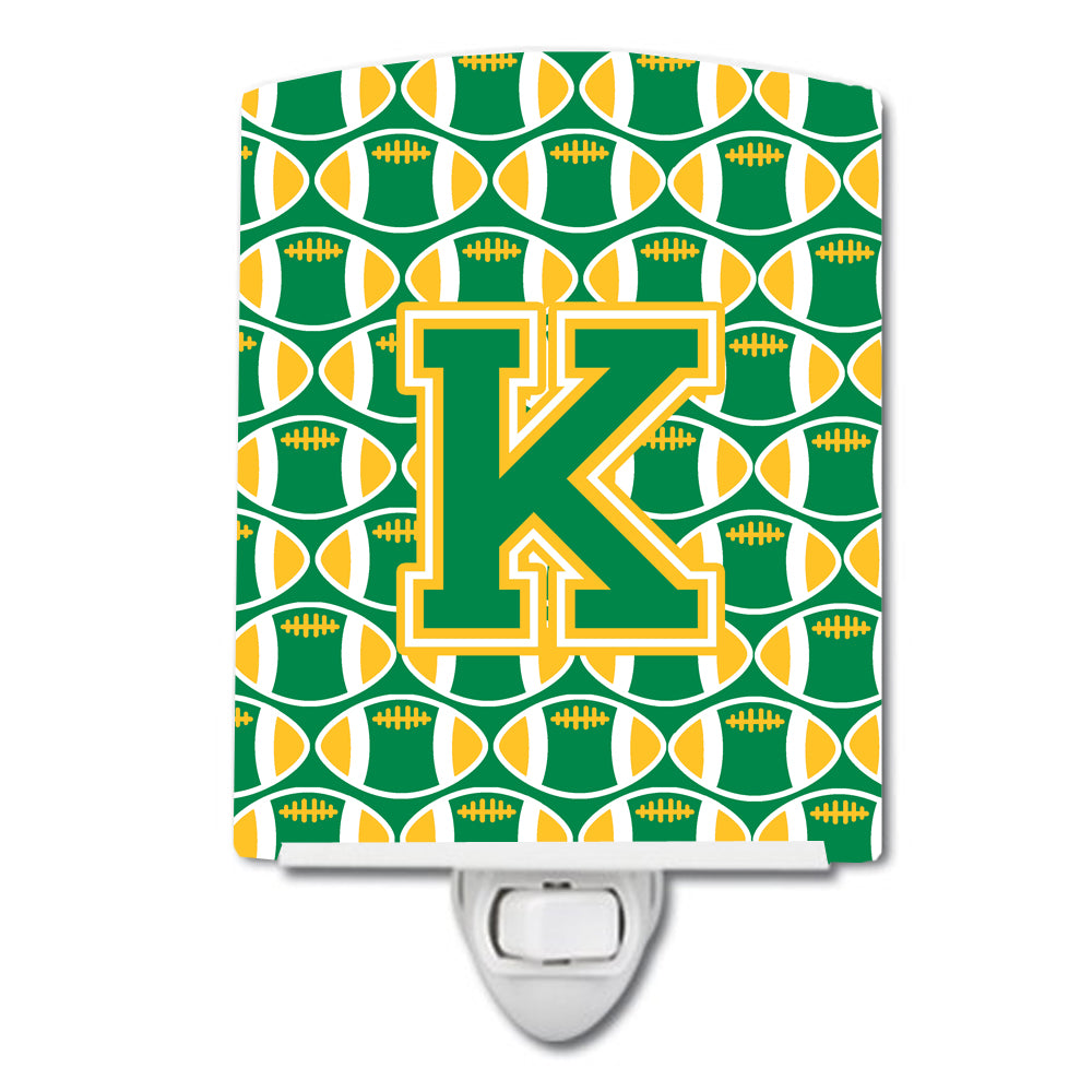 Letter K Football Green and Gold Ceramic Night Light CJ1069-KCNL - the-store.com