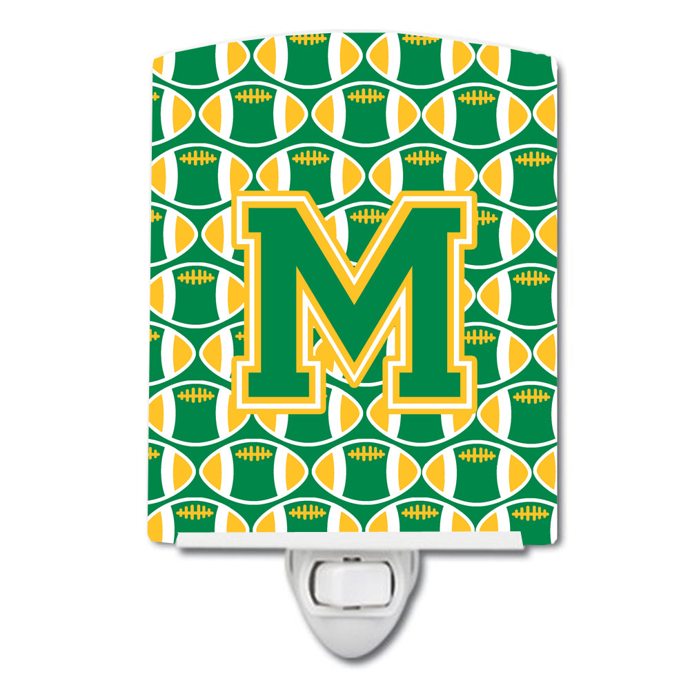 Letter M Football Green and Gold Ceramic Night Light CJ1069-MCNL - the-store.com