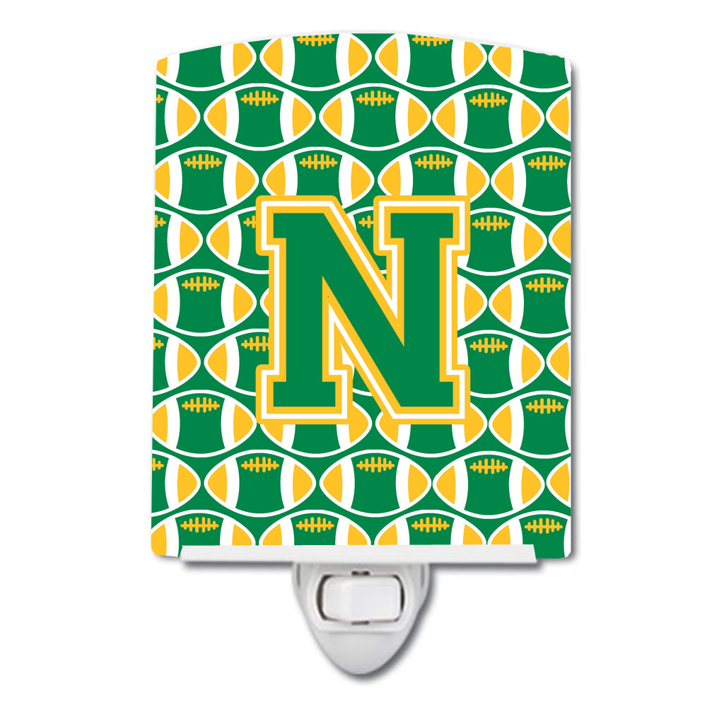 Letter N Football Green and Gold Ceramic Night Light CJ1069-NCNL - the-store.com