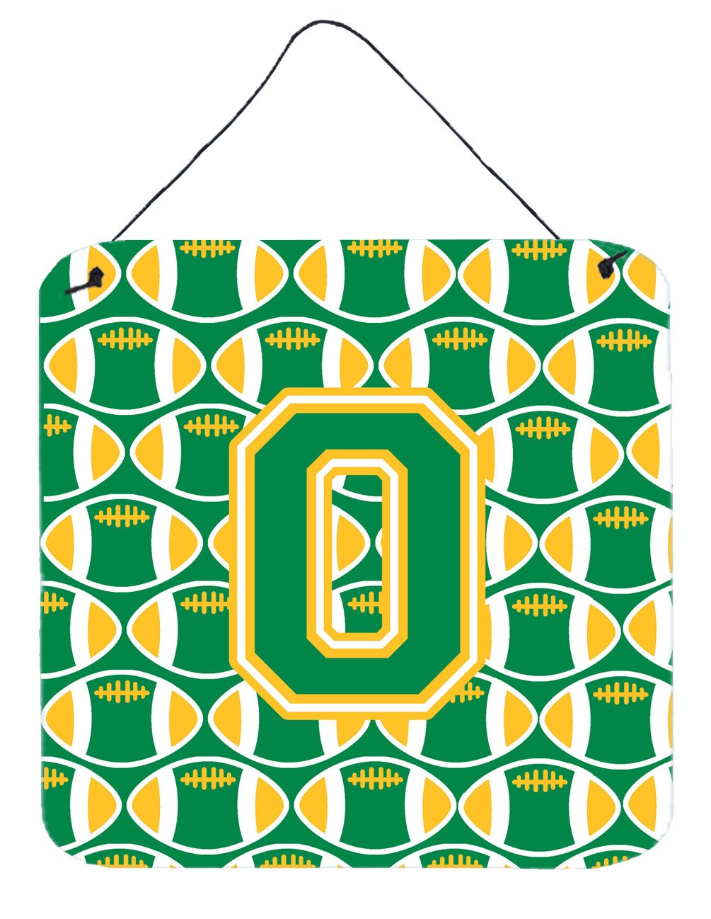 Letter O Football Green and Gold Wall or Door Hanging Prints CJ1069-ODS66 by Caroline's Treasures