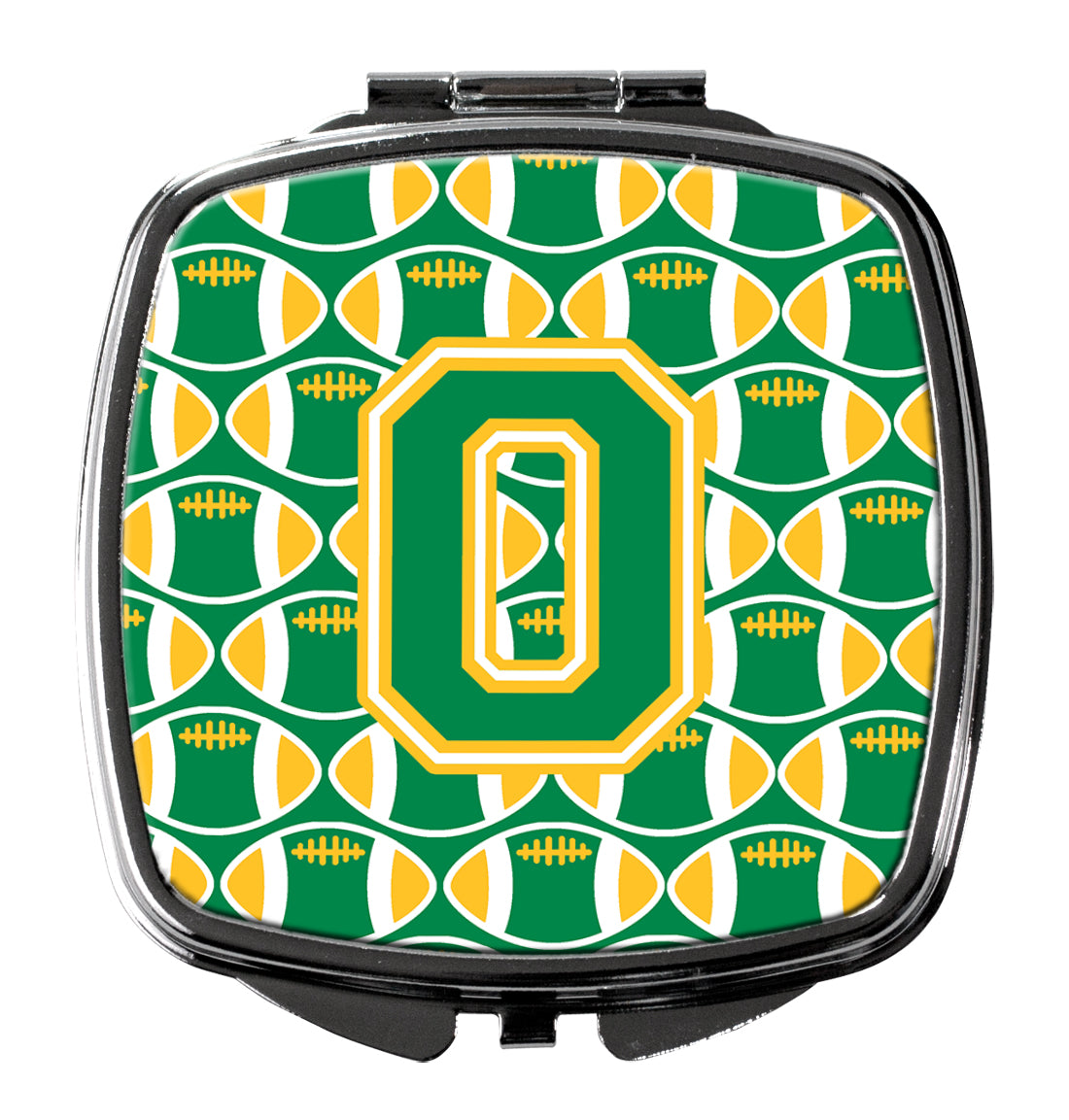 Letter O Football Green and Gold Compact Mirror CJ1069-OSCM
