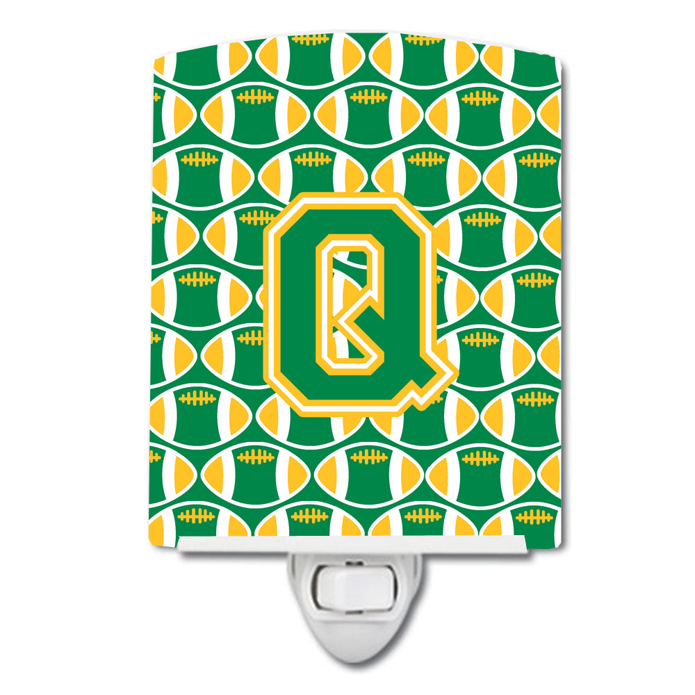 Letter Q Football Green and Gold Ceramic Night Light CJ1069-QCNL - the-store.com