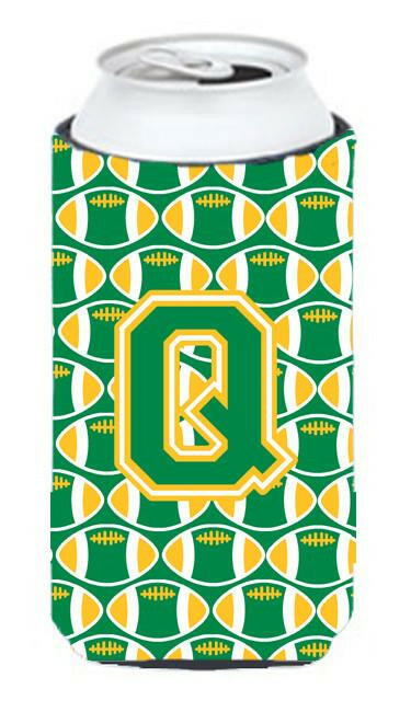 Letter Q Football Green and Gold Tall Boy Beverage Insulator Hugger CJ1069-QTBC by Caroline&#39;s Treasures
