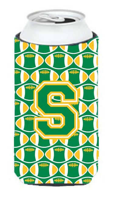 Letter S Football Green and Gold Tall Boy Beverage Insulator Hugger CJ1069-STBC by Caroline&#39;s Treasures
