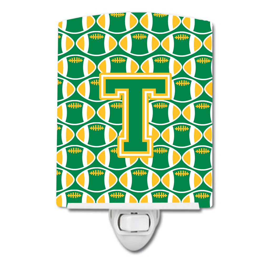 Letter T Football Green and Gold Ceramic Night Light CJ1069-TCNL - the-store.com