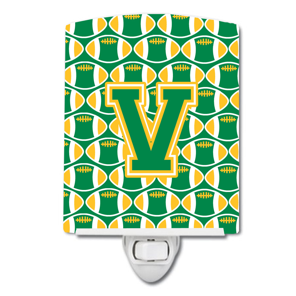 Letter V Football Green and Gold Ceramic Night Light CJ1069-VCNL - the-store.com