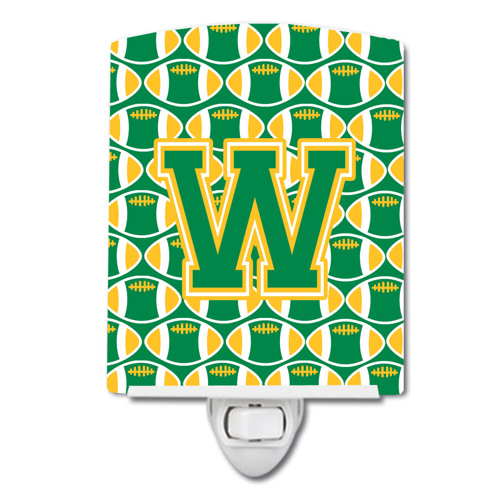 Letter W Football Green and Gold Ceramic Night Light CJ1069-WCNL - the-store.com