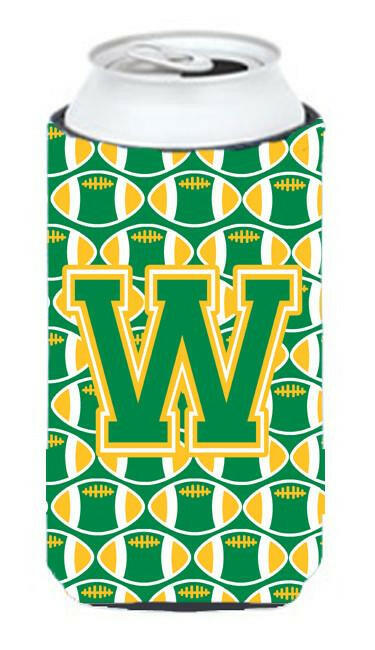 Letter W Football Green and Gold Tall Boy Beverage Insulator Hugger CJ1069-WTBC by Caroline&#39;s Treasures