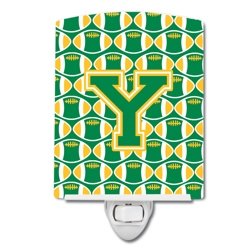 Letter Y Football Green and Gold Ceramic Night Light CJ1069-YCNL - the-store.com