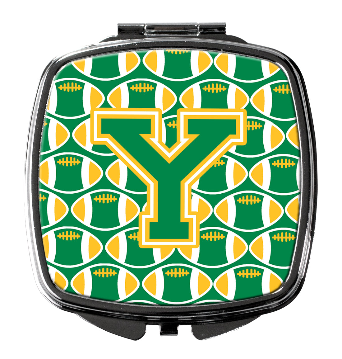 Letter Y Football Green and Gold Compact Mirror CJ1069-YSCM  the-store.com.