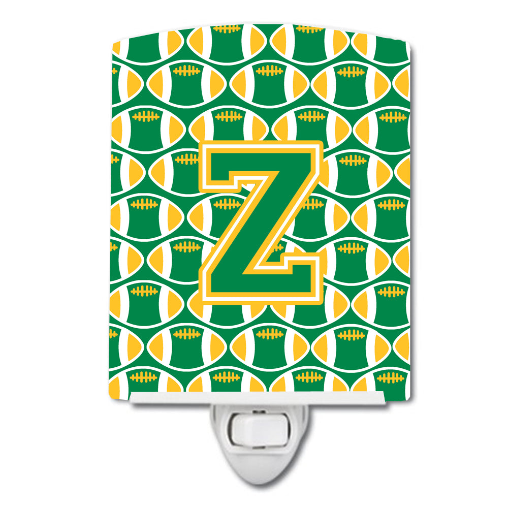 Letter Z Football Green and Gold Ceramic Night Light CJ1069-ZCNL - the-store.com