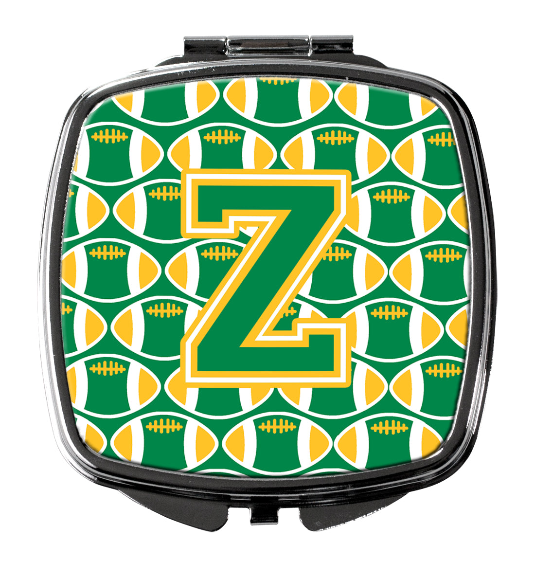 Letter Z Football Green and Gold Compact Mirror CJ1069-ZSCM