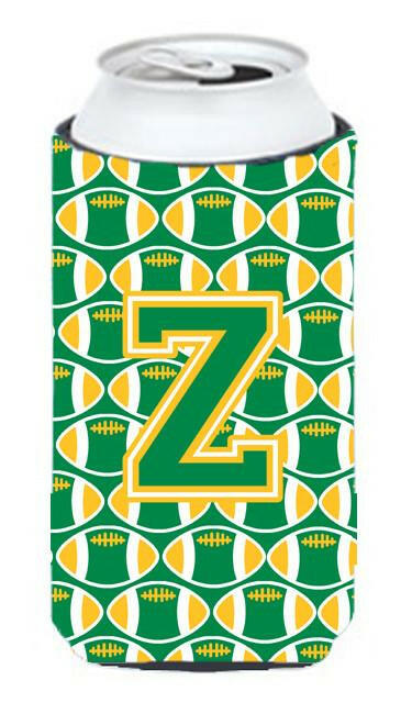 Letter Z Football Green and Gold Tall Boy Beverage Insulator Hugger CJ1069-ZTBC by Caroline&#39;s Treasures