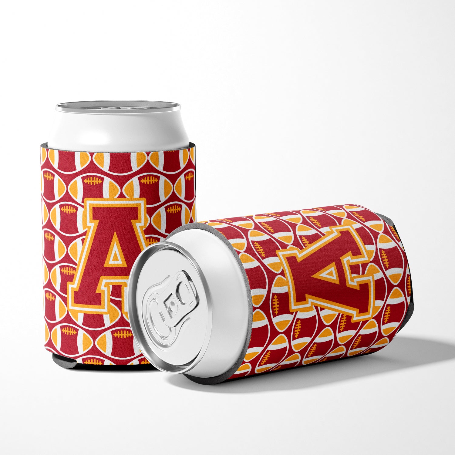Letter A Football Cardinal and Gold Can or Bottle Hugger CJ1070-ACC.