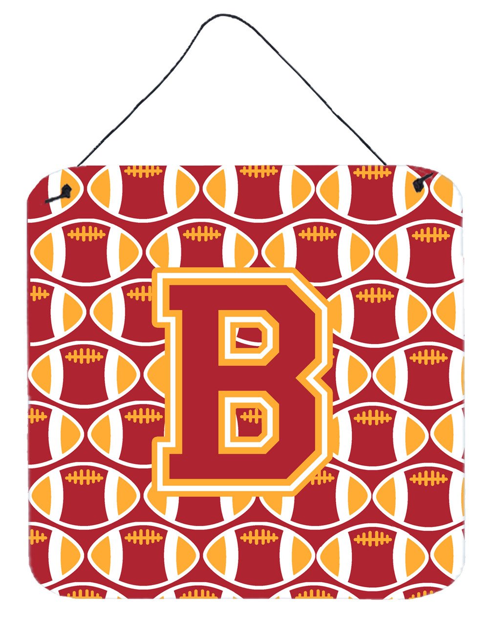 Letter B Football Cardinal and Gold Wall or Door Hanging Prints CJ1070-BDS66 by Caroline&#39;s Treasures