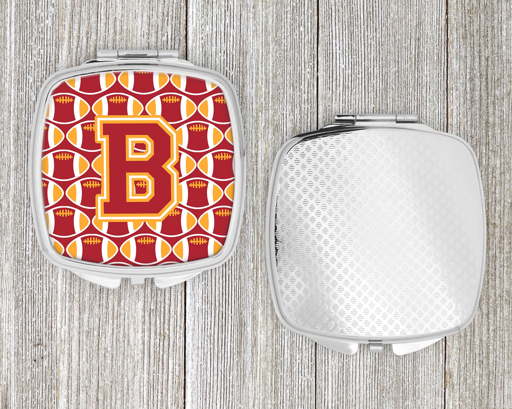 Letter B Football Cardinal and Gold Compact Mirror CJ1070-BSCM  the-store.com.