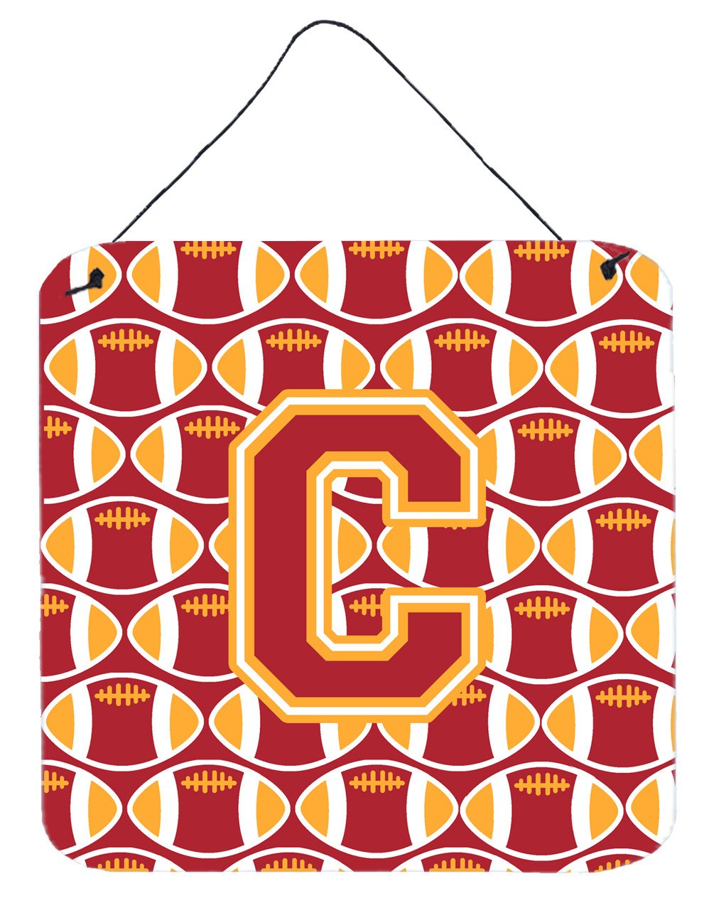 Letter C Football Cardinal and Gold Wall or Door Hanging Prints CJ1070-CDS66 by Caroline&#39;s Treasures
