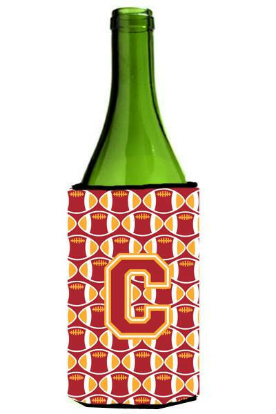 Letter C Football Cardinal and Gold Wine Bottle Beverage Insulator Hugger CJ1070-CLITERK by Caroline&#39;s Treasures
