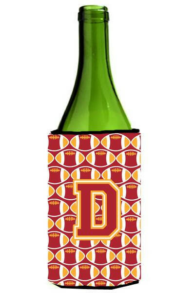 Letter D Football Cardinal and Gold Wine Bottle Beverage Insulator Hugger CJ1070-DLITERK by Caroline&#39;s Treasures