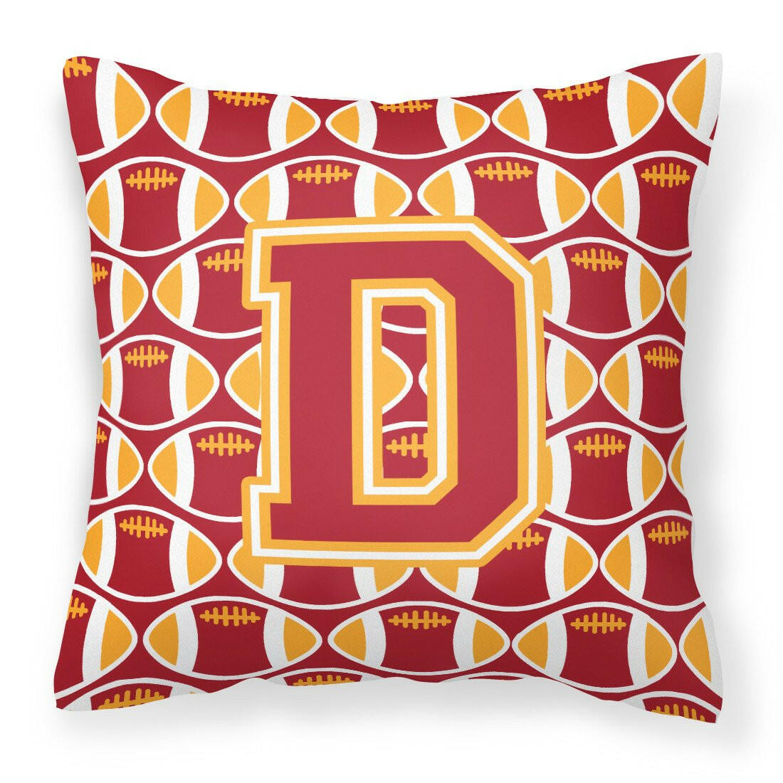 Letter D Football Cardinal and Gold Fabric Decorative Pillow CJ1070-DPW1414 by Caroline&#39;s Treasures