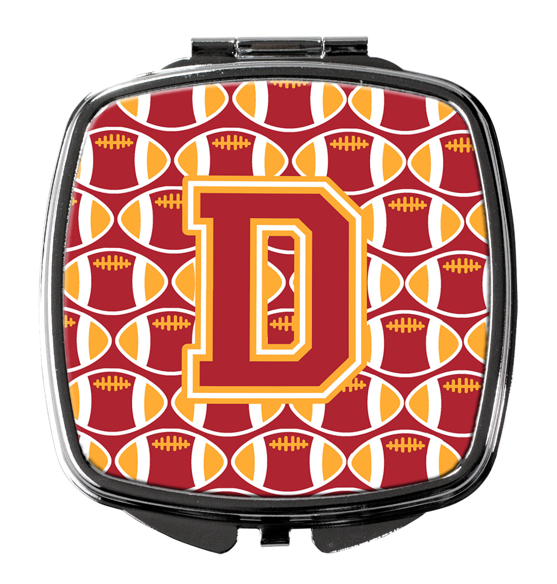 Letter D Football Cardinal and Gold Compact Mirror CJ1070-DSCM  the-store.com.