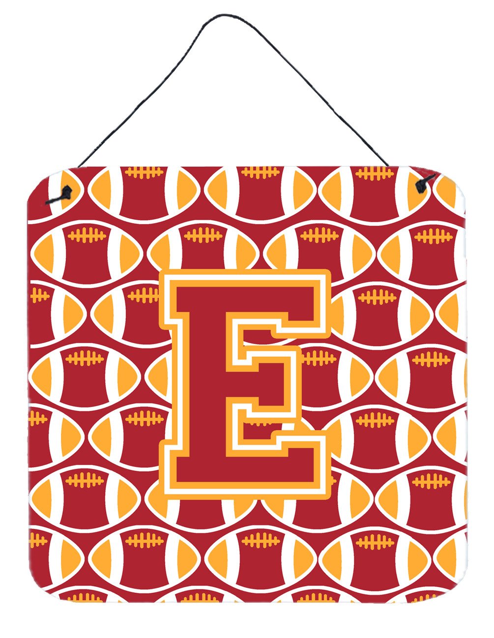 Letter E Football Cardinal and Gold Wall or Door Hanging Prints CJ1070-EDS66 by Caroline&#39;s Treasures