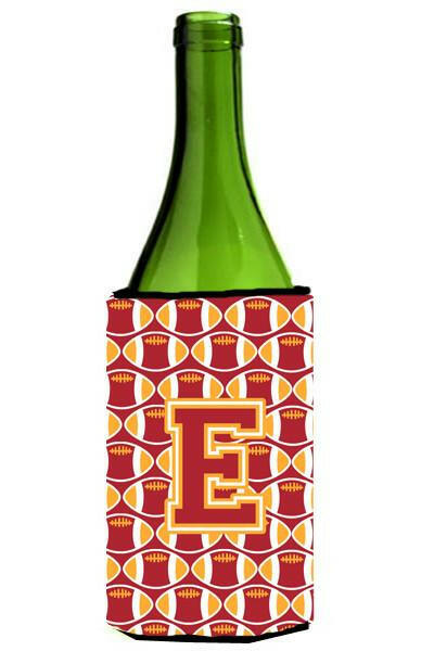 Letter E Football Cardinal and Gold Wine Bottle Beverage Insulator Hugger CJ1070-ELITERK by Caroline&#39;s Treasures
