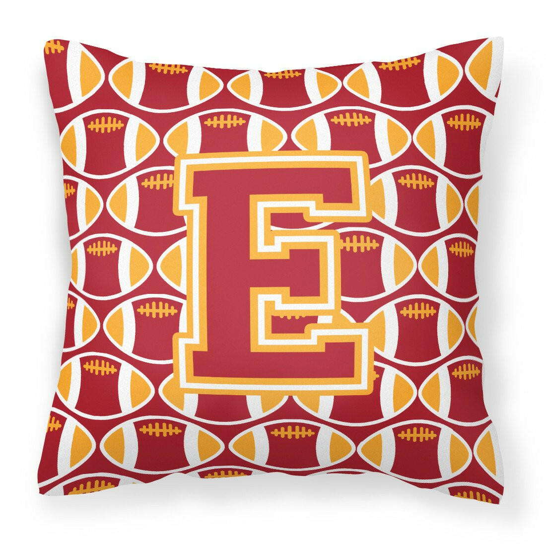Letter E Football Cardinal and Gold Fabric Decorative Pillow CJ1070-EPW1414 by Caroline&#39;s Treasures