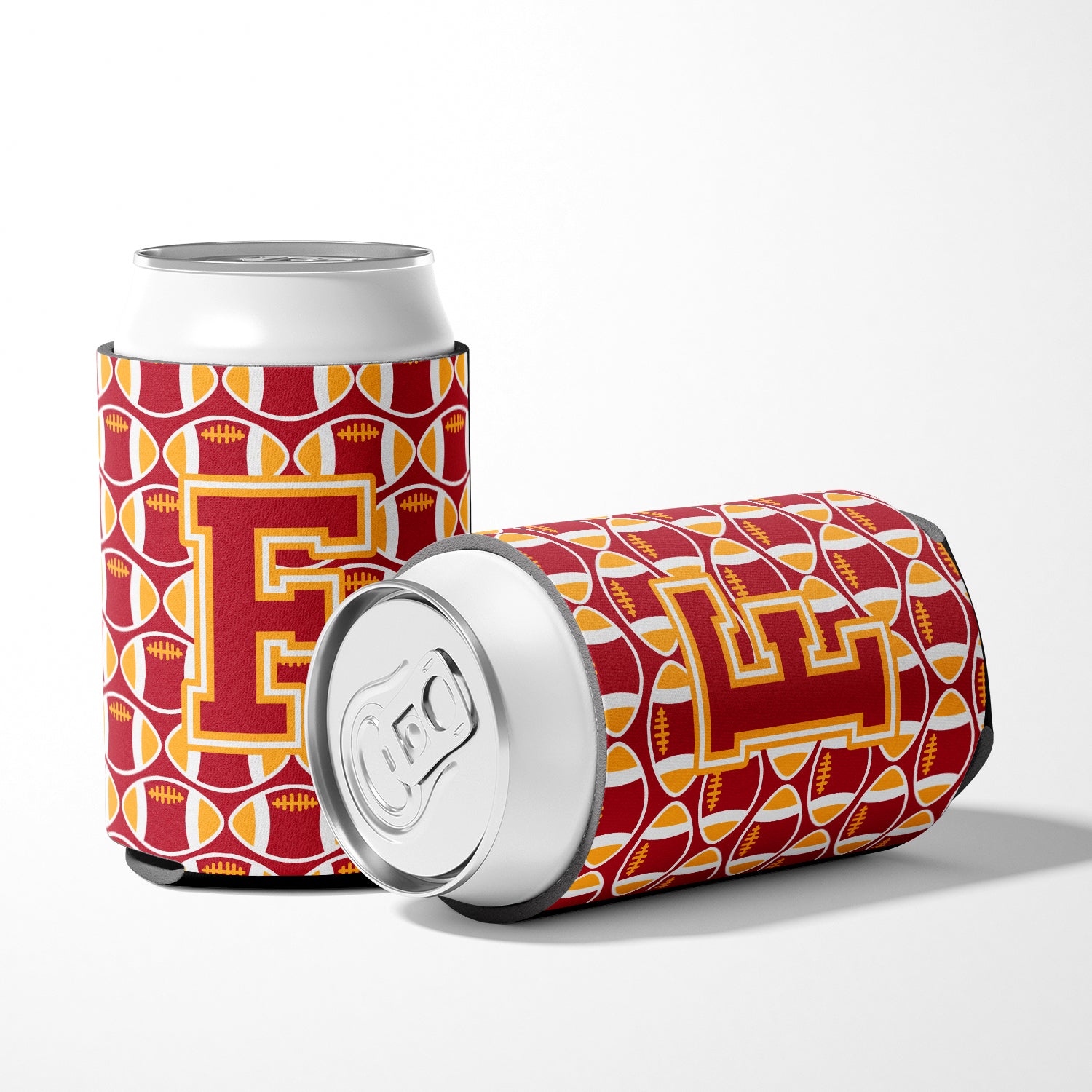 Letter F Football Cardinal and Gold Can or Bottle Hugger CJ1070-FCC.