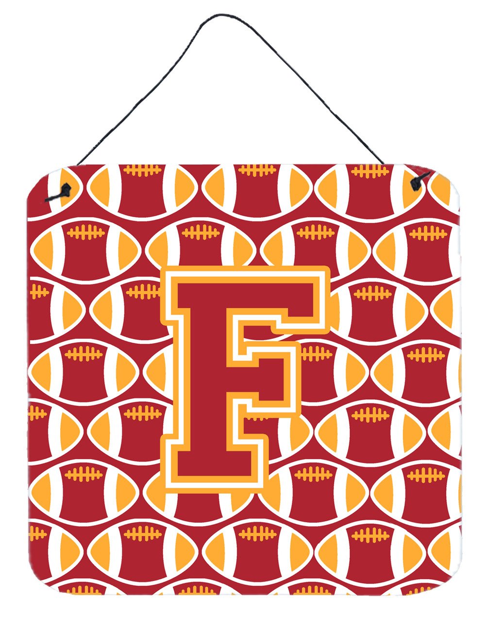 Letter F Football Cardinal and Gold Wall or Door Hanging Prints CJ1070-FDS66 by Caroline&#39;s Treasures