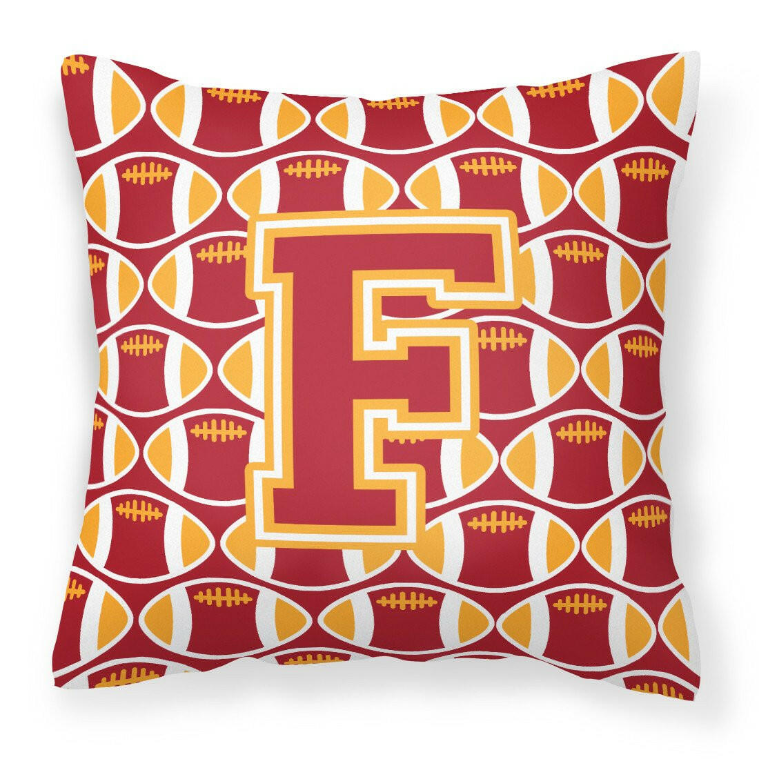 Letter F Football Cardinal and Gold Fabric Decorative Pillow CJ1070-FPW1414 by Caroline&#39;s Treasures