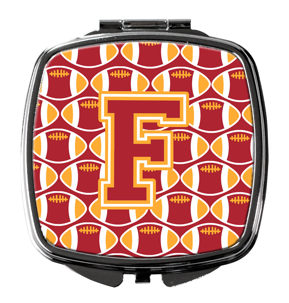 Letter F Football Cardinal and Gold Compact Mirror CJ1070-FSCM  the-store.com.