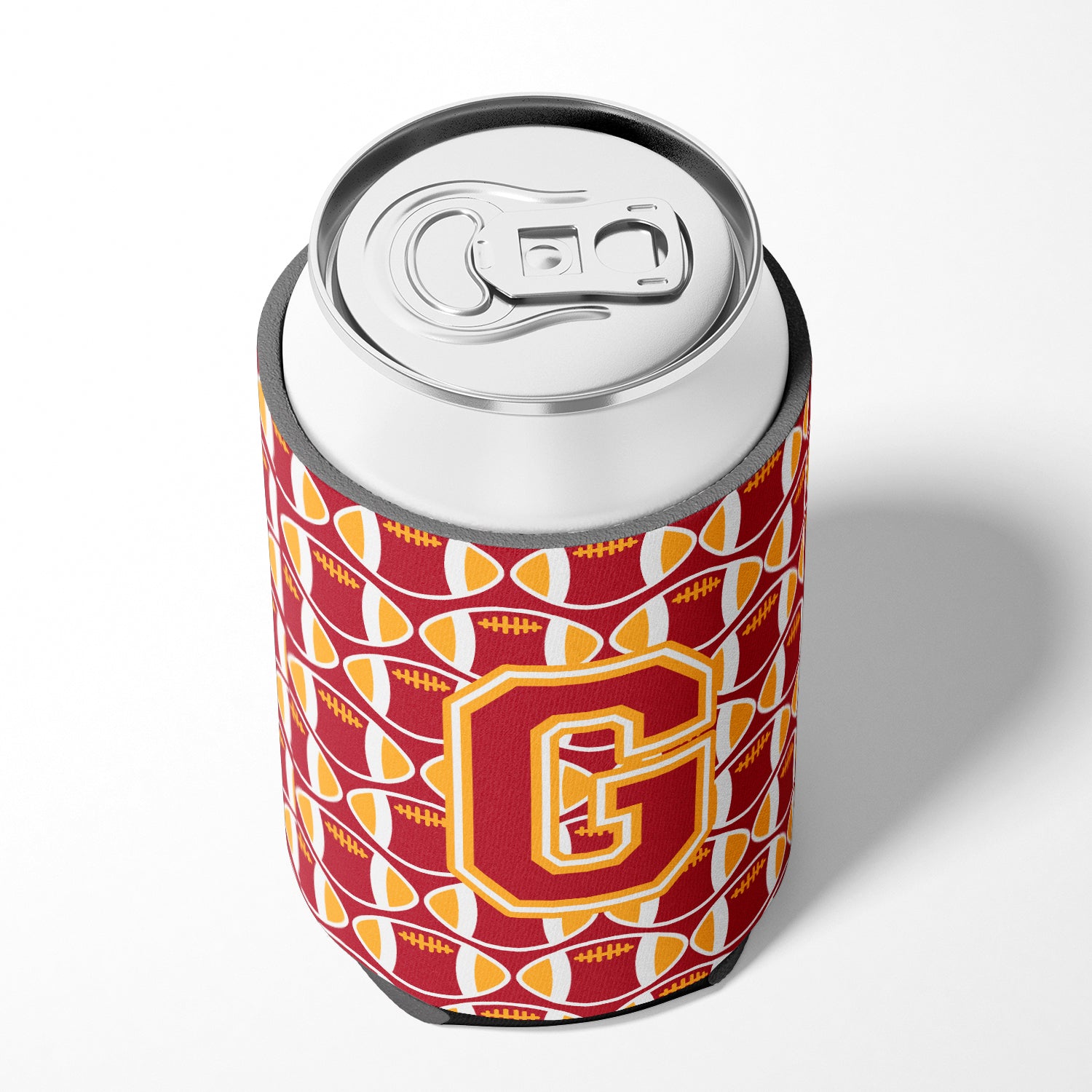Letter G Football Cardinal and Gold Can or Bottle Hugger CJ1070-GCC.