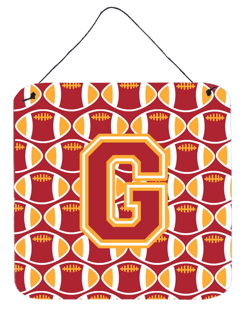 Letter G Football Cardinal and Gold Wall or Door Hanging Prints CJ1070-GDS66 by Caroline&#39;s Treasures