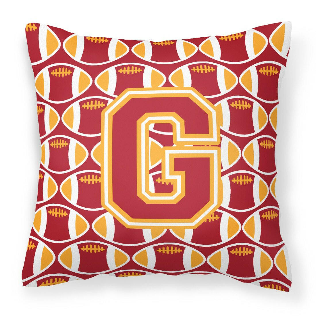 Letter G Football Cardinal and Gold Fabric Decorative Pillow CJ1070-GPW1414 by Caroline&#39;s Treasures